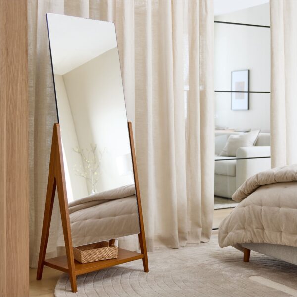 Self-supporting Wood Floor Mirror