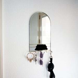 Szklo Creations Arched Glass Mirror with Wall Organizer